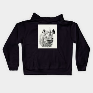 Endangered Black Rhino Portrait | African Wildlife Kids Hoodie